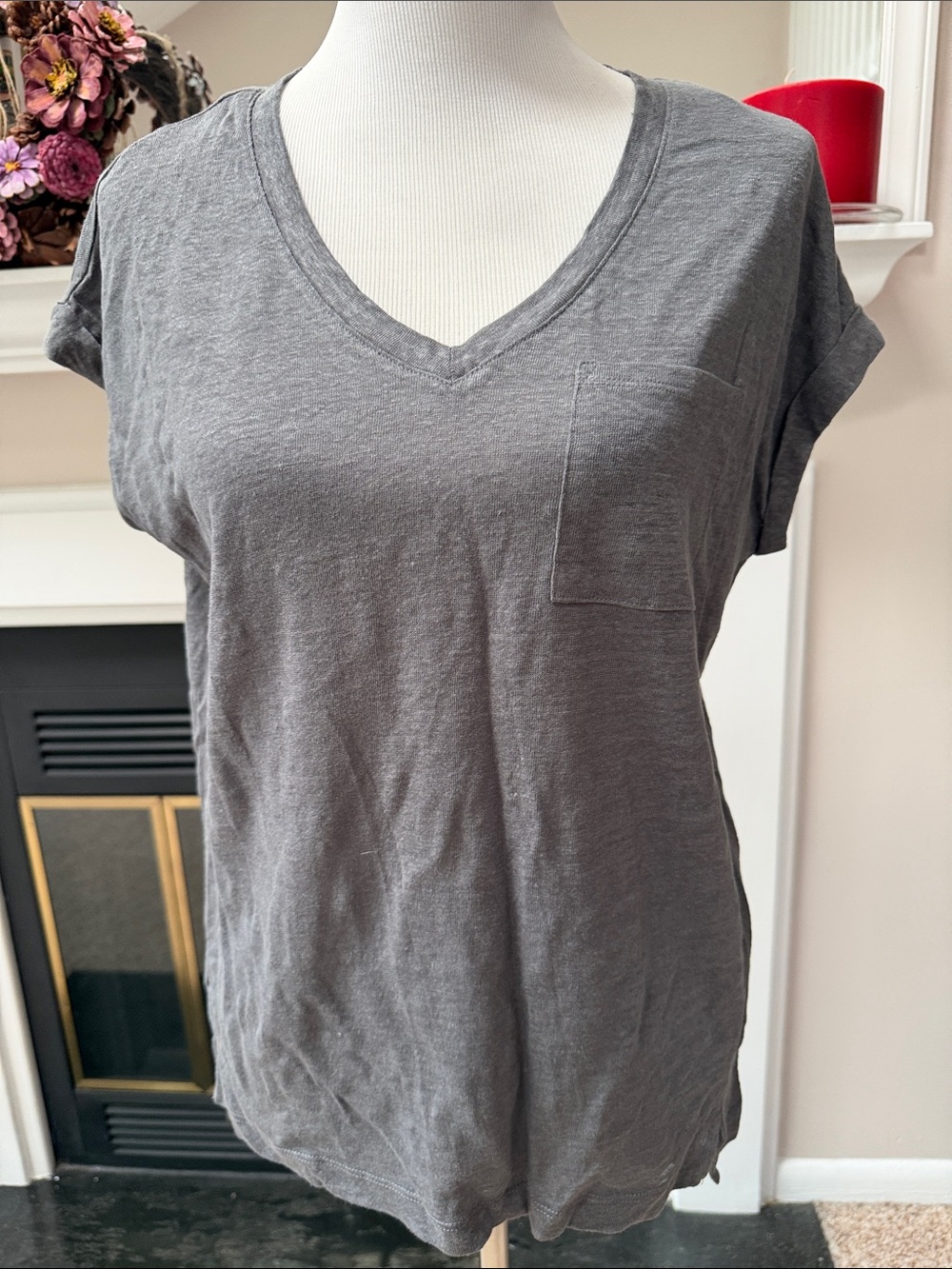 C&C California Charcoal V-Neck Pocket Tee